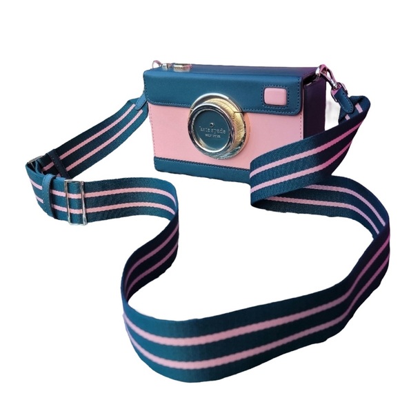 Kate Spade Teal and Pink Oh Snap Camera Crossbody Strap Purse - Picture 1 of 14